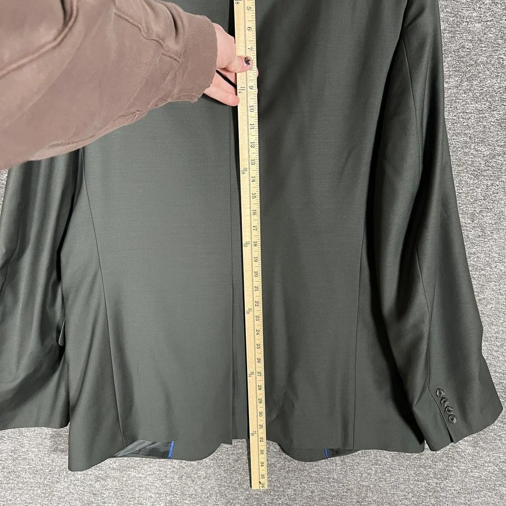 Stilé Latino Suit Jacket Mens Measures 44-46 Green Solid Two‎ Button Notch Lapel
